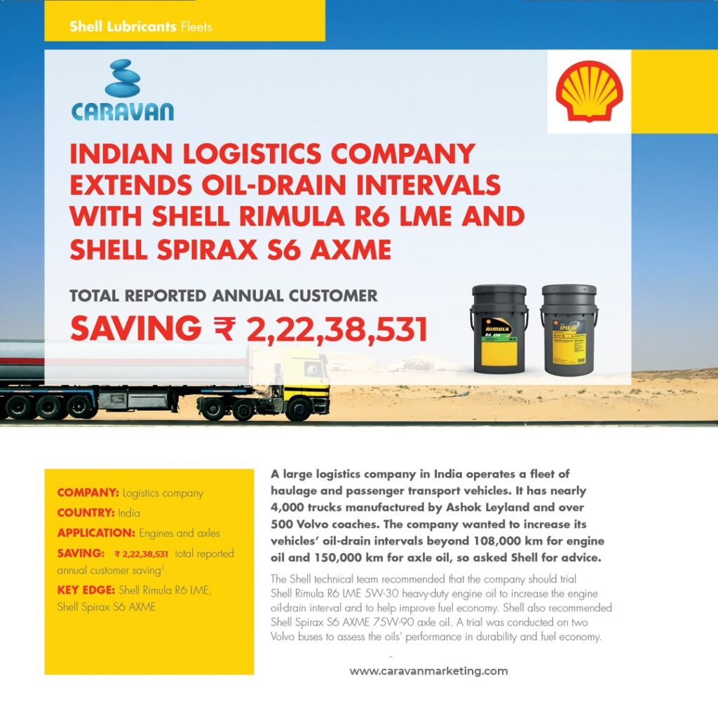 Indian Logistics Company Extends OilDrain Intervals With shell